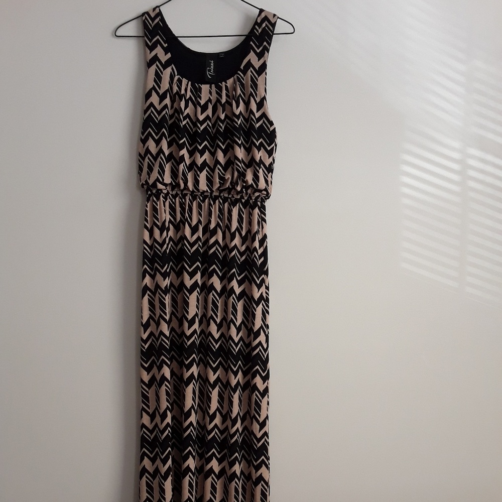 Black and Tan Maxi Dress